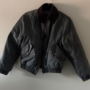 Blank NYC Black Bomber Jacket with Brown Collar